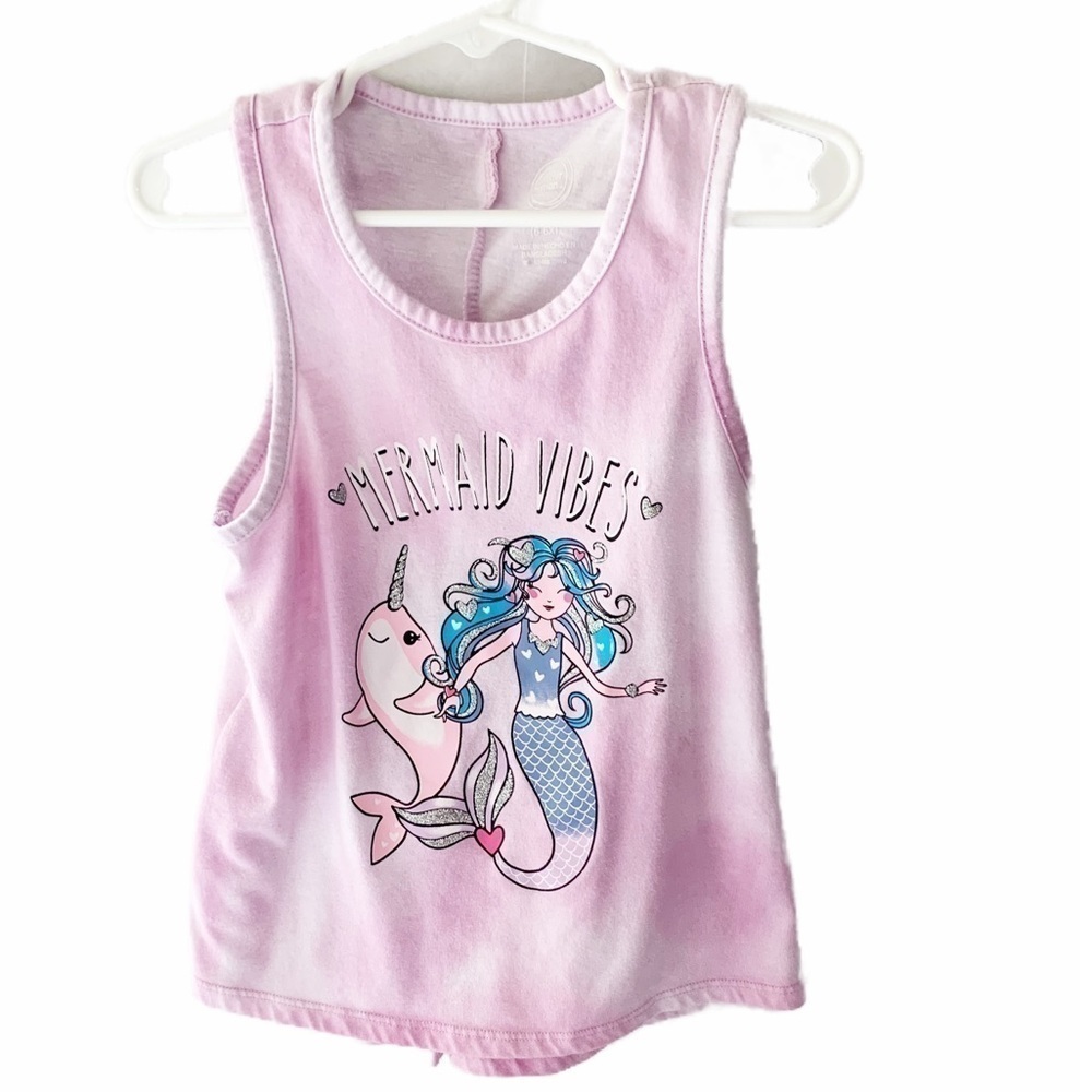 Wonder Nation Mermaid Fashion Sleeveless Pink Tank Girls 6-6X.